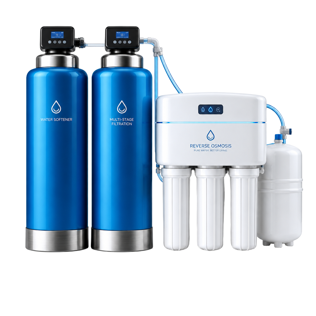 Priority whole-home water softener, filtration, and reverse osmosis system